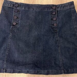 LOFT Dark Denim Mini Skirt with Button Details